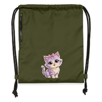 Chaton avec arc - personnalisable - Sac à cordon en polyester recyclé - military green - Devant
