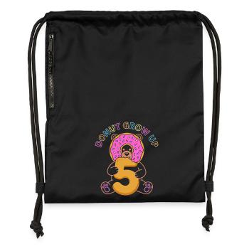 Donut Grow Up 5th Birthday Bear - Gymsac made from recycled material - black - Front