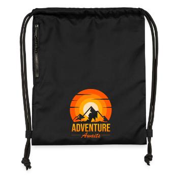 Adventure Awaits Peak Sunset - Gymsac made from recycled material - black - Front