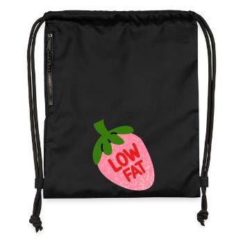 Fraise faible en gras, design de fruit amusant - Sac à cordon en polyester recyclé - noir - Devant