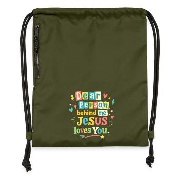 Jesus liebt dich positive Botschaft - Turnbeutel aus Recycling-Material - military Green - Vorne