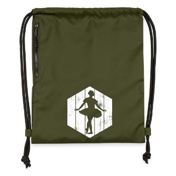 Ballet Girl Drawing - Gymsac made from recycled material - military green - Front