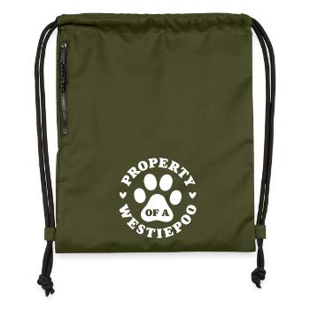 Eigentum eines Westiepoo - Turnbeutel aus Recycling-Material - military Green - Vorne