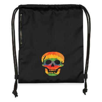 Coloured skull - Gymsac made from recycled material - black - Front