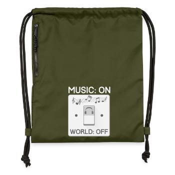 Musique ON OFF monde - Sac à cordon en polyester recyclé - military green - Devant