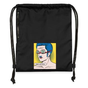 Dumb and Broke Popart Portrait - Gymsac made from recycled material - black - Front
