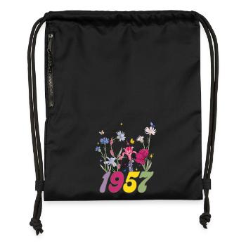 Year of birth 1957 wildflowers - Gymsac made from recycled material - military green - Front