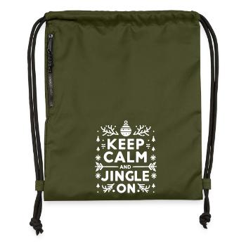 Keep Calm and Jingle On - Gymsac made from recycled material - military green - Front