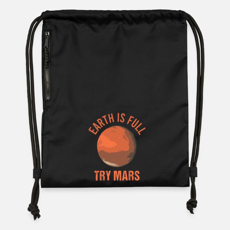 Mars Planet Space Vintage Rocket - Gymsac made from recycled material - black