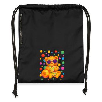 Lebendige Teddy-Gamer-Party-Kunst - Turnbeutel aus Recycling-Material - Schwarz - Vorne