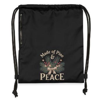 Motif de Noël naturel - Sac à cordon en polyester recyclé - noir - Devant