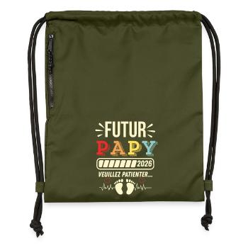 Futur Papy 2026 Style Vintage - Sac à cordon en polyester recyclé - military green - Devant