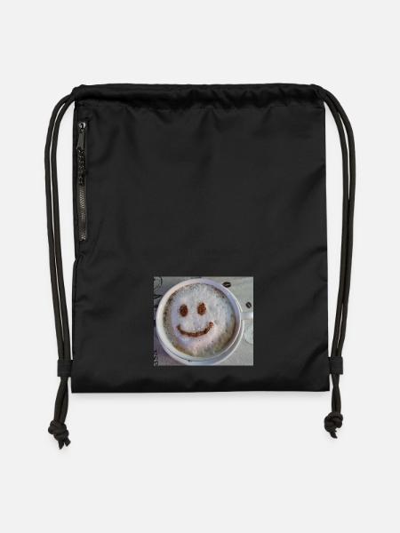 Smile Tasse - Turnbeutel aus Recycling-Material - Schwarz