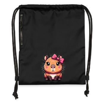Cute Capybara Pink Bow Capybara - Gymsac made from recycled material - black - Front