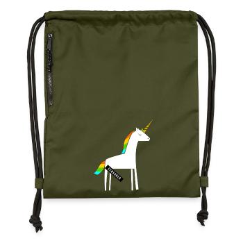 Dirty Unicorn / Funny / provocative - Gymsac made from recycled material - military green - Front