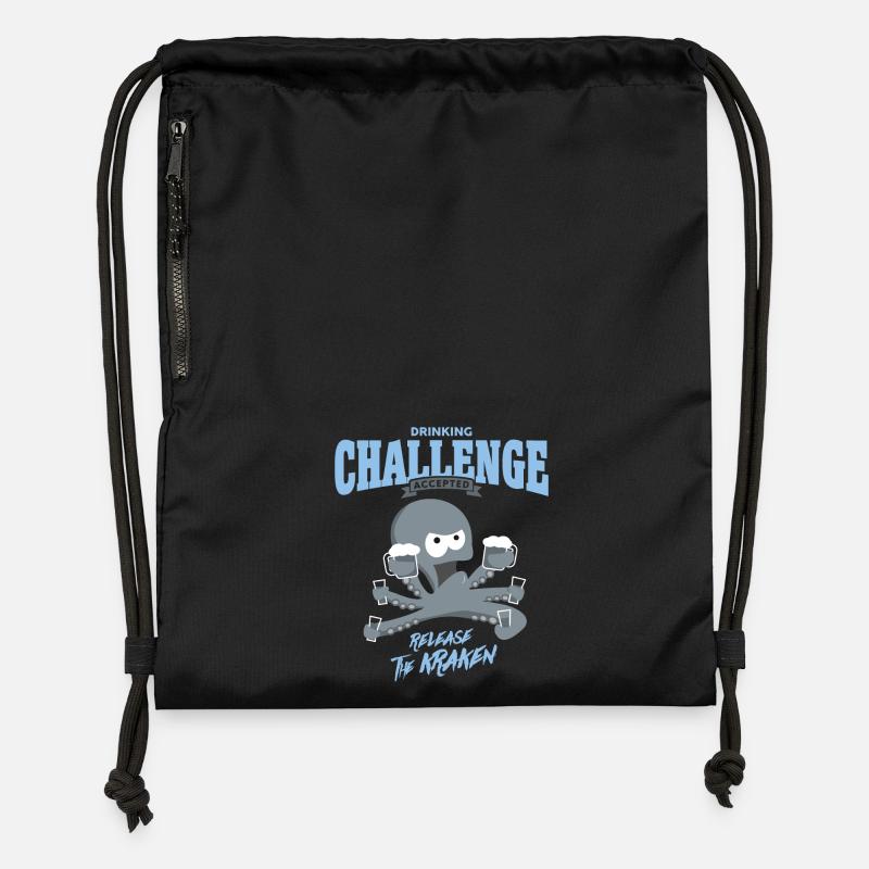 Défi à boire accepté - Libérez le Kraken - Sac à cordon en polyester recyclé - noir