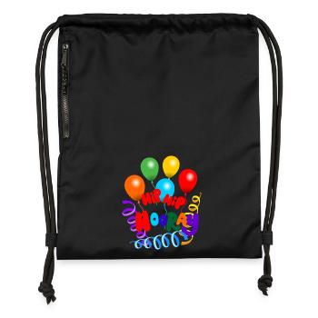 Hippe hippe Hurra-Girlanden und Luftballons - Turnbeutel aus Recycling-Material - Schwarz - Vorne
