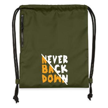 Never Back Down Design - Gymsac made from recycled material - military green - Front