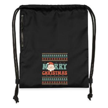 Hässlicher Weihnachtspullover - Turnbeutel aus Recycling-Material - Schwarz - Vorne