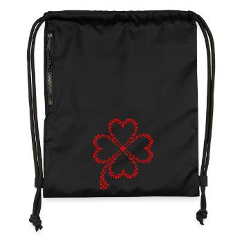 Conception de trèfle - Sac à cordon en polyester recyclé - noir - Devant