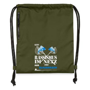 Pas de racisme sur Internet - Sac à cordon en polyester recyclé - military green - Devant