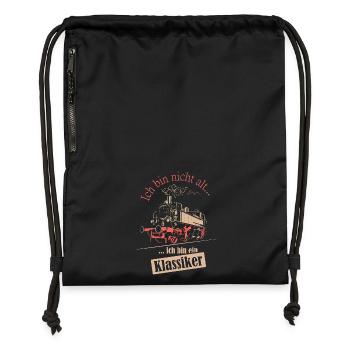 old locomotive narrow gauge Saxon railway sayings - Gymsac made from recycled material - black - Front