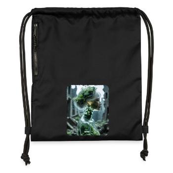 Glass figure of a woman with an ecosystem - Gymsac made from recycled material - black - Front