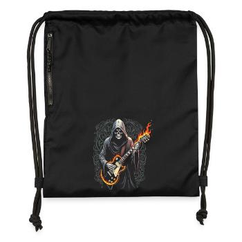 Grim Reaper with Guitar - Rock Style - Gymsac made from recycled material - black - Front