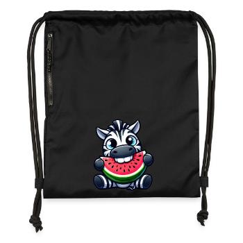 Süßes Zebra Cartoon Wassermelone Sommerfrucht - Turnbeutel aus Recycling-Material - Schwarz - Vorne