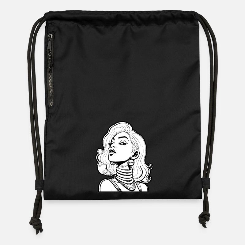 Graphic motif "Comic face" - Gymsac made from recycled material - black