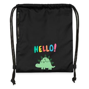 Hello Dino - Süßes Dinosauriermotiv - Kinder - Turnbeutel aus Recycling-Material - Schwarz - Vorne