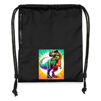 Dinosaurier - Turnbeutel aus Recycling-Material - Schwarz - Vorne