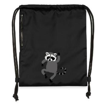 tanzender Waschbär - Turnbeutel aus Recycling-Material - Schwarz - Vorne