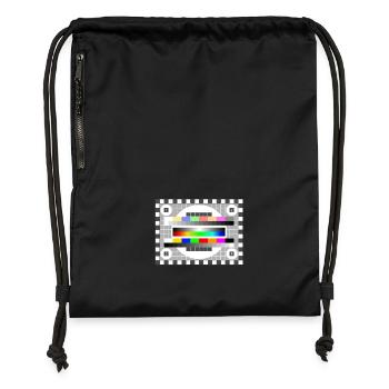 Test Image Couleurs Motif TV Rétro élégant dégradé 80 - Sac à cordon en polyester recyclé - noir - Devant