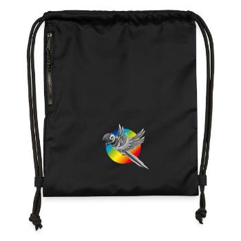 Papagei bunt fliegt Farbe Regenbogen Kinder comic - Turnbeutel aus Recycling-Material - Schwarz - Vorne