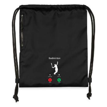 BADMINTON IS CALLING! I DO BADMINTON GAMES GO! - Gymsac made from recycled material - military green - Front