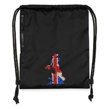 United Kingdom map flag glitter home pride - Gymsac made from recycled material - black - Front
