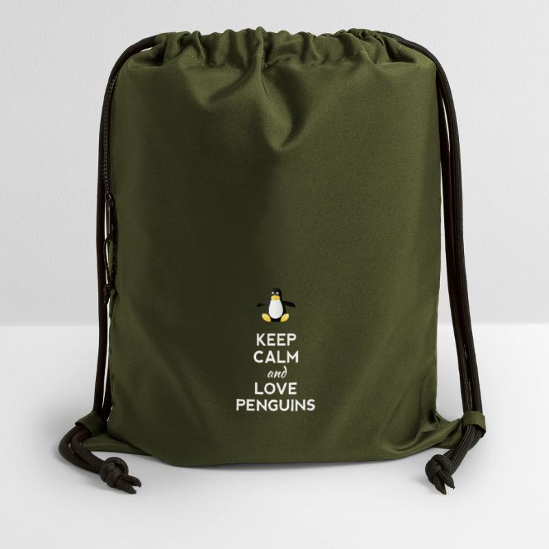 keep calm love Penguins Linux nerd computer cpu lo Gymsac made from recycled material