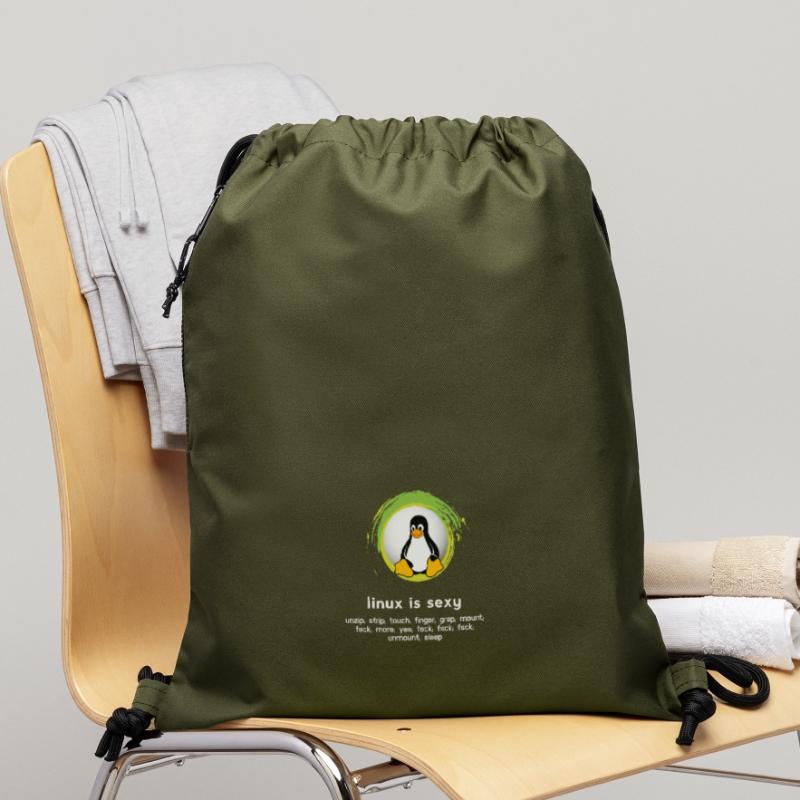 Computer System Penguin Nerd pc inside code admin Sac à cordon en polyester recyclé