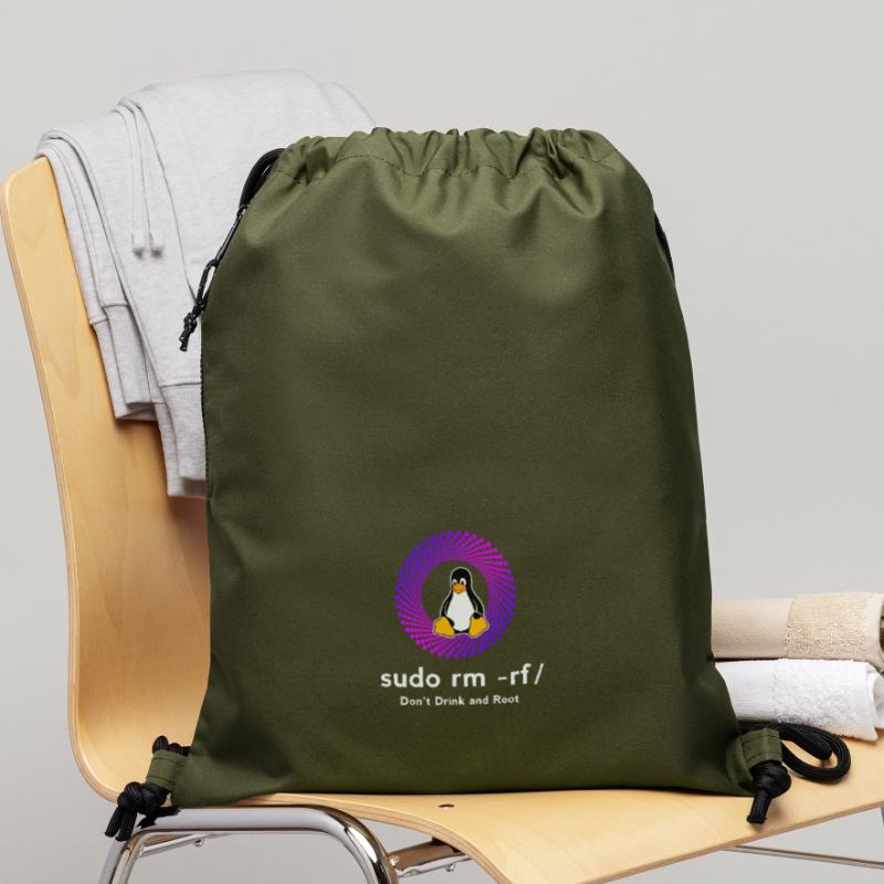 Ordinateur Sys admin Penguin Nerd pc sudo rm -rf cod Sac à cordon en polyester recyclé