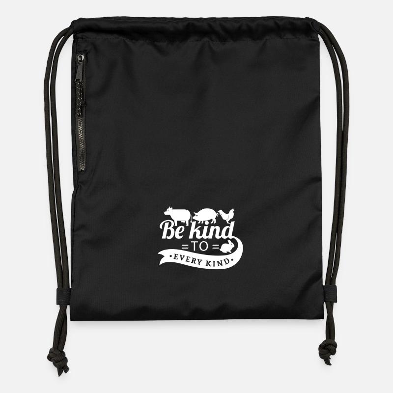 Be kind to every kind - vegan vegetarian gift - Sac à cordon en polyester recyclé - noir