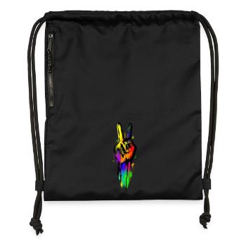 Signe de la paix mondiale - Sac à cordon en polyester recyclé - noir - Devant