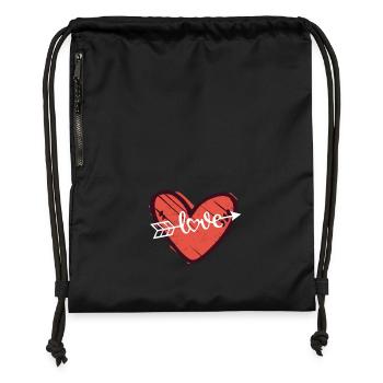 Shop Heart Icon Cupid Arrows Design - Gymsac made from recycled material - black - Front