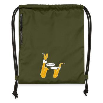 Personified baritone saxophone. - Gymsac made from recycled material - military green - Front
