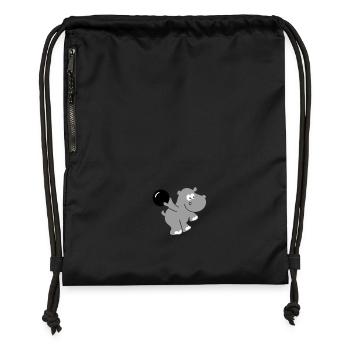 Bowling Hippo - Kegeln Nilpferd Geschenk - Turnbeutel aus Recycling-Material - Schwarz - Vorne