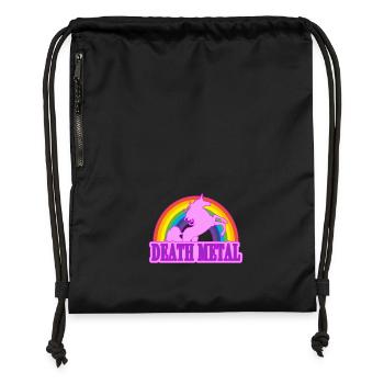 Unicorn Death Metal Rainbow cadeau - Sac à cordon en polyester recyclé - noir - Devant
