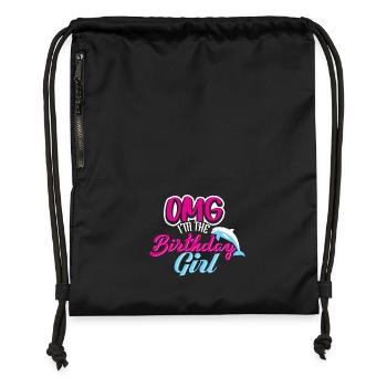 OMG I'm The Birthday Girl Dolphin T Shirt Gift - Turnbeutel aus Recycling-Material - Schwarz - Vorne