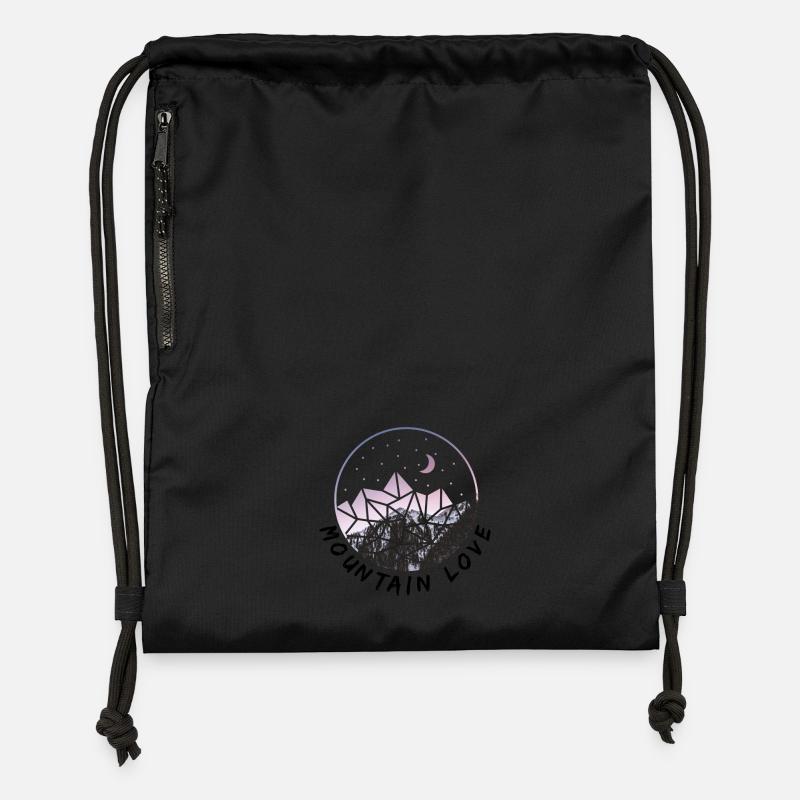 Mountain Love - Mountain & Summiteer Design - Gymsac made from recycled material - black