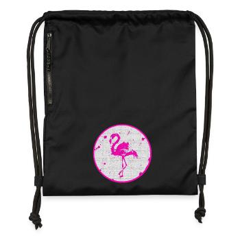 Pink flamingo - Gymsac made from recycled material - black - Front