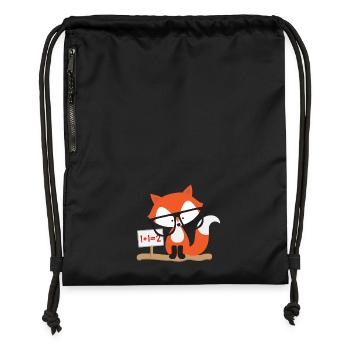 Kindermotiv: schlauer Fuchs rechnet - Turnbeutel aus Recycling-Material - Schwarz - Vorne